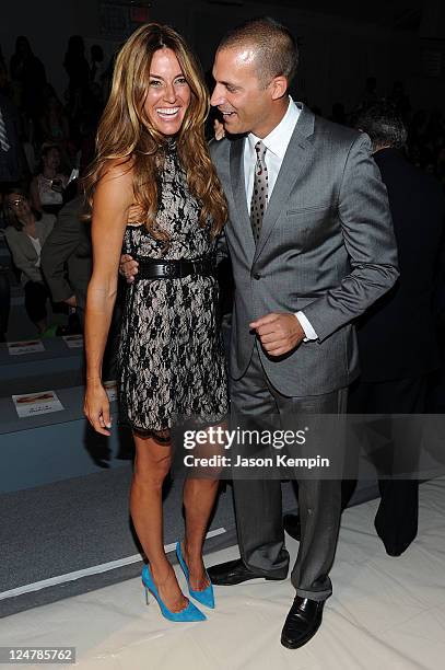 Model Kelly Bensimon and photographer Nigel Barker attend the Perry Ellis Spring 2012 fashion show during Mercedes-Benz Fashion Week at The Stage at...