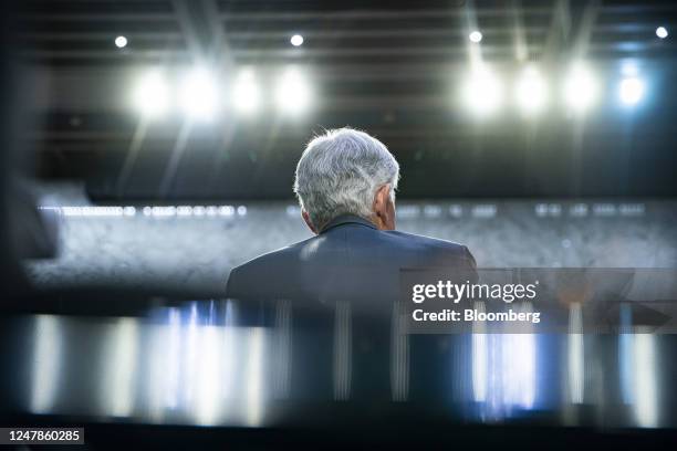 Jerome Powell, chairman of the US Federal Reserve, during a Senate Banking, Housing, and Urban Affairs Committee hearing in Washington, DC, US, on...