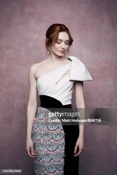 Actor Eleanor Tomlinson is photographed at BAFTA's EE British Academy Film Awards on February 10, 2019 in London, England.