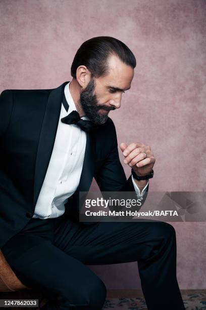 Actor Joseph Fiennes is photographed at BAFTA's EE British Academy Film Awards on February 10, 2019 in London, England.
