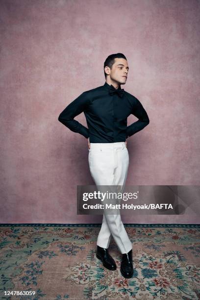 Actor Rami Malek is photographed at BAFTA's EE British Academy Film Awards on February 10, 2019 in London, England.