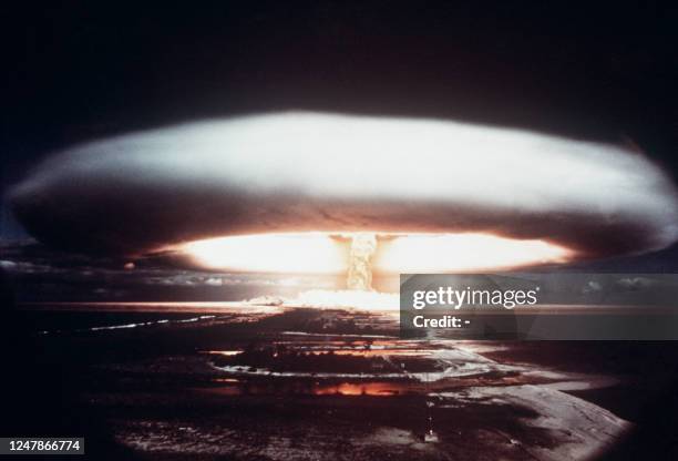 Picture taken in 1971, showing a nuclear explosion in Mururoa atoll. AFP PHOTO