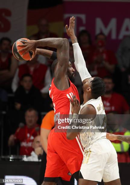 Othello Hunter of FC Bayern Munich in action during the 2022-23 Turkish Airlines EuroLeague Regular Season Round 27 game between FC Bayern Munich and...