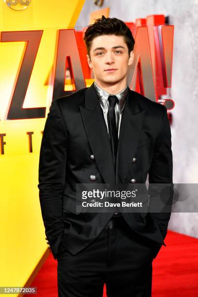 Asher Angel attends the UK Special Screening of "Shazam! Fury Of The Gods" at Cineworld Leicester Square on March 7, 2023 in London, England.