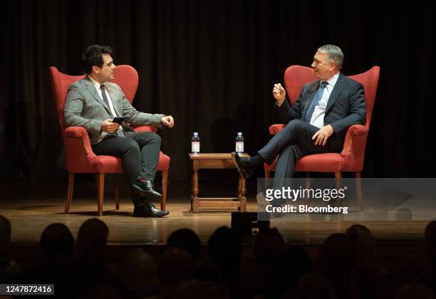 Ken Griffin, chief executive officer and founder of Citadel Advisors LLC, right, at the Society of the Four Arts in Palm Beach, Florida, US, on...