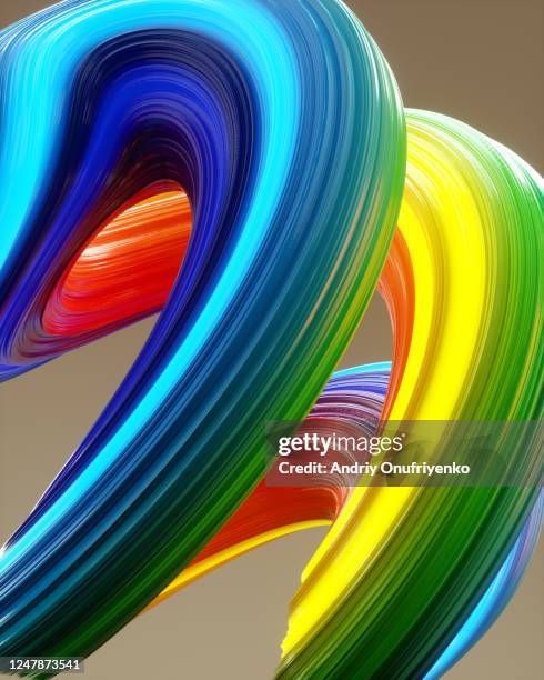 abstract twisted multicolored shape - twisted stock-fotos und bilder