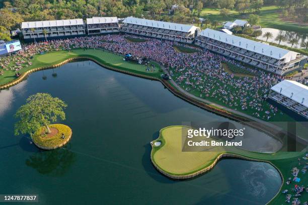 An overall view of Riley Green performing prior to THE PLAYERS Championship at Stadium Course at TPC Sawgrass on March 7, 2023 in Ponte Vedra Beach,...