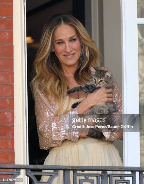 Sarah Jessica Parker is seen on the set of "And Just Like That" on March 07, 2023 in New York City.