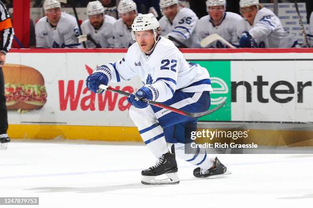 Jake McCabe of the Toronto Maple Leafs skates in the second period of the game against the New Jersey Devils on March 7, 2023 at the Prudential...