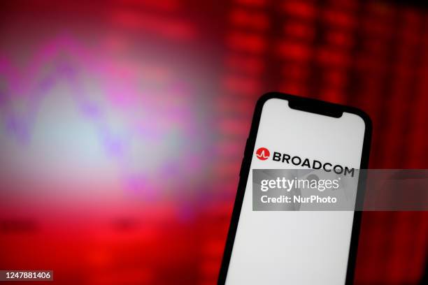 The Broadcom logo is seen in this illustration photo in Warsaw, Poland on 08 March, 2023.