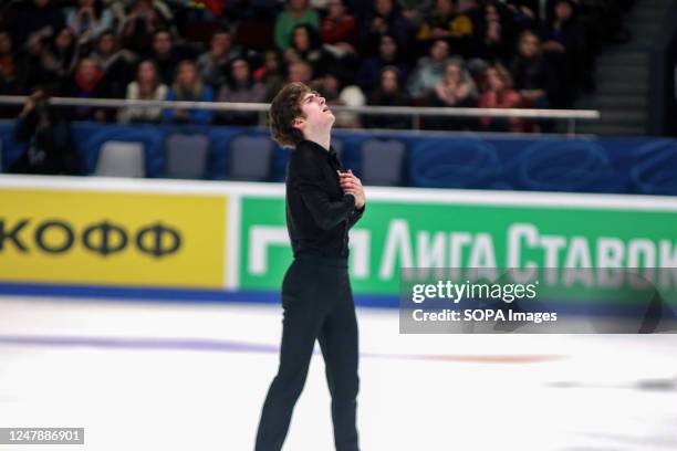 Mark Kondratiuk performs during the Finals of the Russian Grand Prix of Figure Skating 2023 for Men category, which took place in St. Petersburg, in...