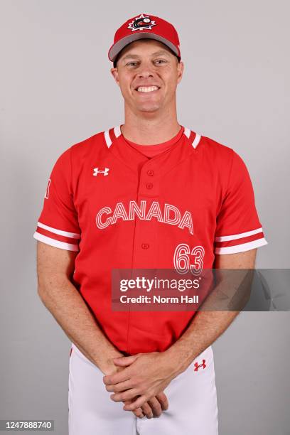 Andrew Albers of Team Canada poses for a photo during the Team Canada 2023 World Baseball Classic Headshots at Sloan Park on Tuesday, March 7, 2023...