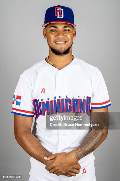 Camilo Doval of Team Dominican Republic poses for a photo during the Team Dominican Republic 2023 World Baseball Classic Headshots at Lee County...