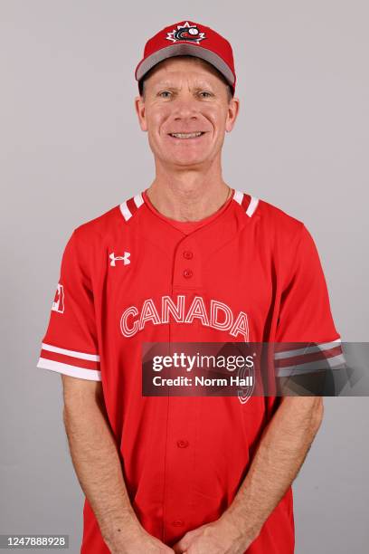 Coach Greg Hamilton of Team Canada poses for a photo during the Team Canada 2023 World Baseball Classic Headshots at Sloan Park on Tuesday, March 7,...