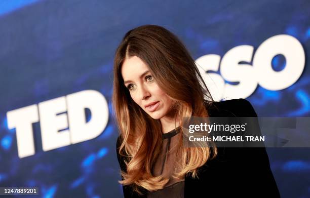 British model Keeley Hazell arrives for the season three premiere of "Ted Lasso" at the Regency Village Theater in Los Angeles, California, on March...
