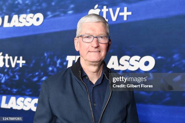 Tim Cook at the premiere of season 3 of "Ted Lasso" held at Regency Village Theatre on March 7, 2023 in Los Angeles, California.