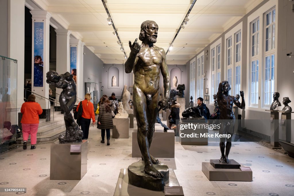 Visitors in the sculpture galleries pass St John the Baptist by