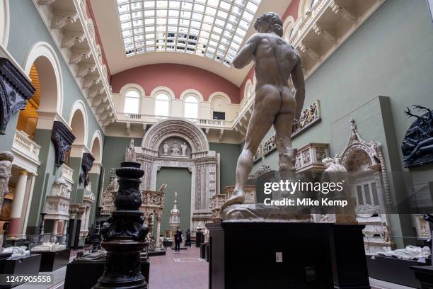 The Cast Courts including the statue of Michelangelos David at the V&A aka Victoria and Albert Museum on 7th March 2023 in London, United Kingdom....