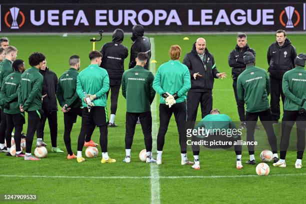 March 2023, North Rhine-Westphalia, Leverkusen: Soccer: Europa League, Before the round of 16 Bayer Leverkusen - Ferencvaros Budapest. Budapest coach...