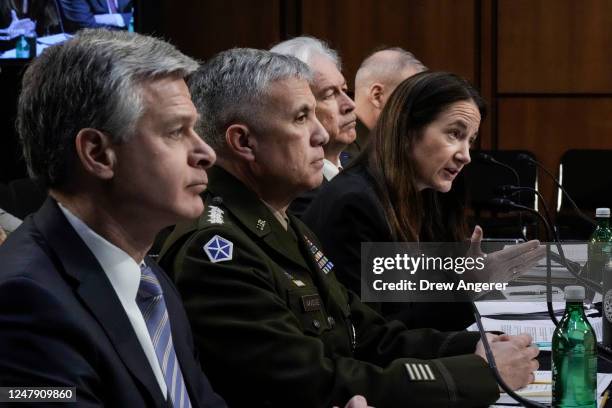 Director Christopher Wray, Director of the National Security Agency Gen. Paul Nakasone, Director of National Intelligence Avril Haines, and CIA...