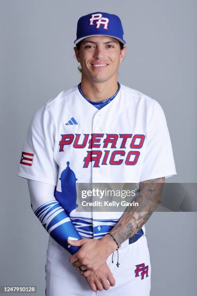Dereck Rodriguez of Team Puerto Rico poses for a photo during the Team Puerto Rico 2023 World Baseball Classic Headshots at JetBlue Park on Tuesday,...
