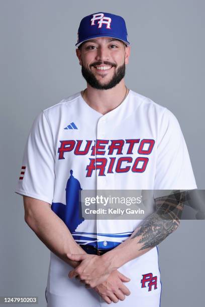 Nicholas Padilla of Team Puerto Rico poses for a photo during the Team Puerto Rico 2023 World Baseball Classic Headshots at JetBlue Park on Tuesday,...