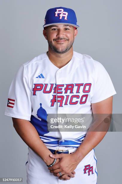 Vimael Machín of Team Puerto Rico poses for a photo during the Team Puerto Rico 2023 World Baseball Classic Headshots at JetBlue Park on Tuesday,...