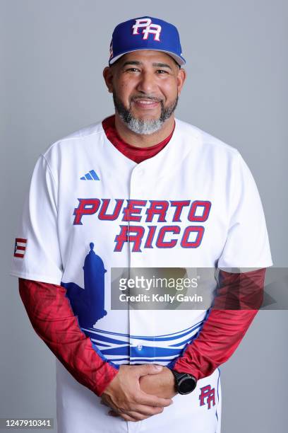 First Base Coach José Molina of Team Puerto Rico poses for a photo during the Team Puerto Rico 2023 World Baseball Classic Headshots at JetBlue Park...