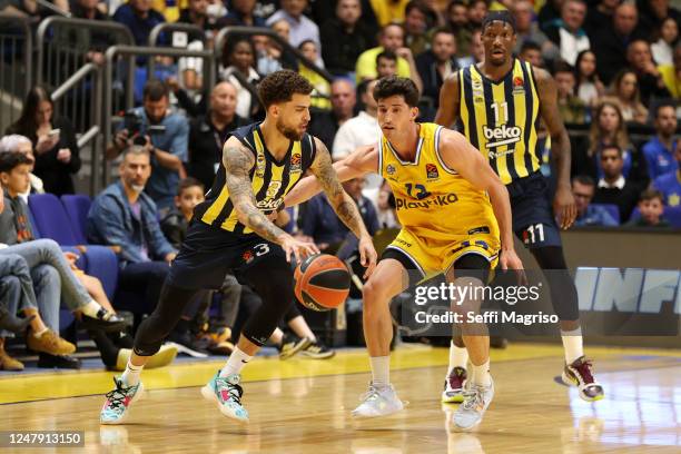 Scottie Wilbekin, #3 of Fenerbahce Beko Istanbul in action during the 2022-23 Turkish Airlines EuroLeague Regular Season Round 27 game between...