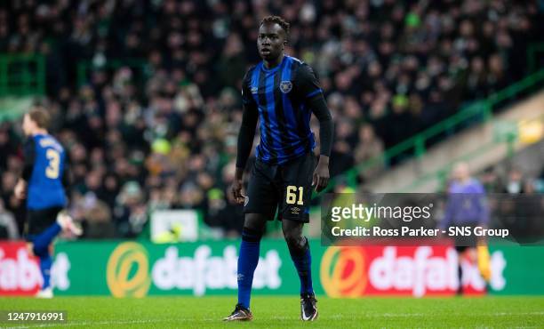 Hearts' Garang Kuol during a cinch Premiership match between Celtic and Heart of Midlothian at Celtic Park, on March 08 in Glasgow, Scotland.