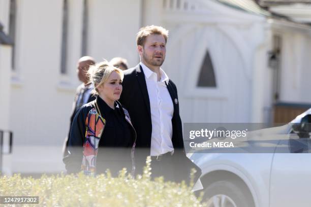 Hayden Panettiere and Brian Hickerson are seen at the celebration of life event for Panettiere's younger brother Jansen Panettiere on March 8, 2023...