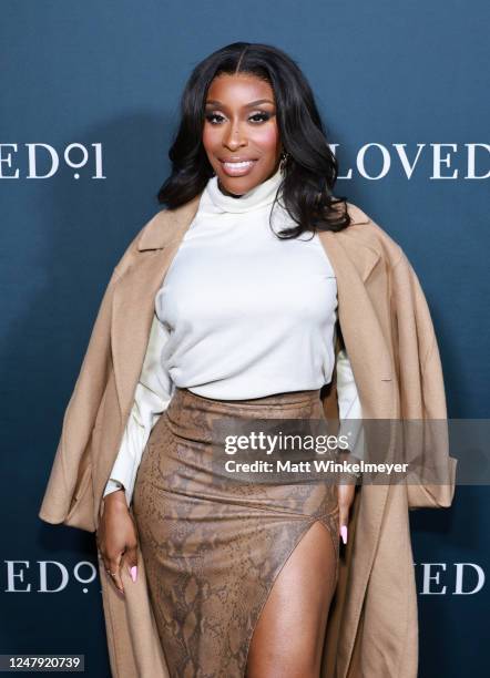 Jackie Aina attends LOVED01: Skincare by John Legend launch event at Skybar on March 07, 2023 in West Hollywood, California.