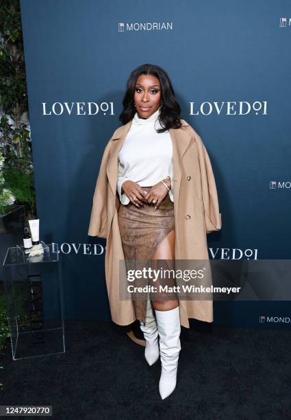 Jackie Aina attends LOVED01: Skincare by John Legend launch event at Skybar on March 07, 2023 in West Hollywood, California.