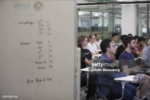 Interns attend a training session at the Optiver BV offices in Sydney, Australia, on Monday, Dec. 19, 2022. Sydney has become an unlikely...