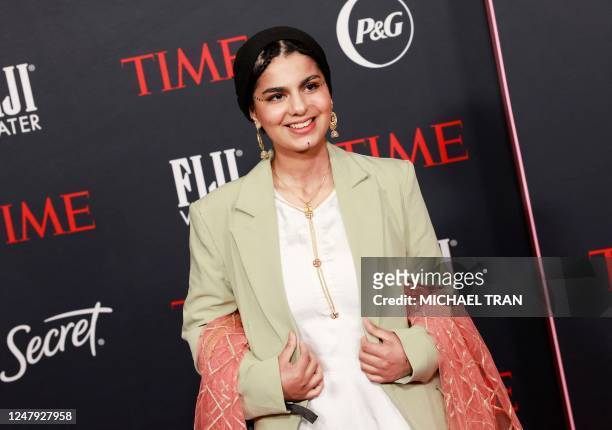 Pakistani environmentalist Ayisha Siddiqa arrives for the Time Magazine 2nd annual Women of the Year Gala in Los Angeles on March 8 International...