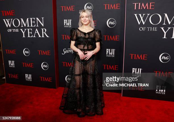 Singer/songwriter Phoebe Bridgers arrives for the Time Magazine 2nd annual Women of the Year Gala in Los Angeles on March 8 International Women's Day.