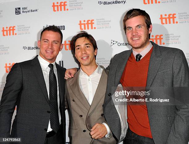 Actors Channing Tatum, Justin Long and Filmmaker Jamie Linden attend "Ten Year" Premiere at Ryerson Theatre during the 2011 Toronto International...