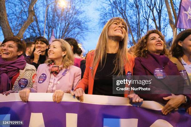 Begona Gomez during a demonstration marking the International Women's Day in Madrid 8 de marzo del 2023 To mark International Women's Day, capitals...