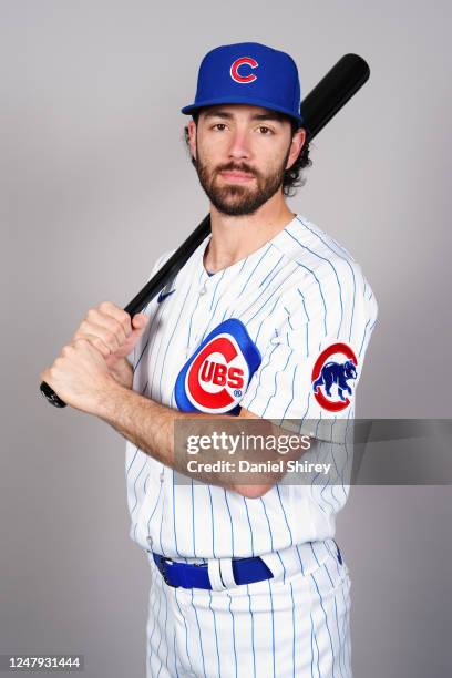 Dansby Swanson of the Chicago Cubs poses for a photo during the Chicago Cubs Photo Day at Sloan Park on Thursday, February 23, 2023 in Mesa, Arizona.