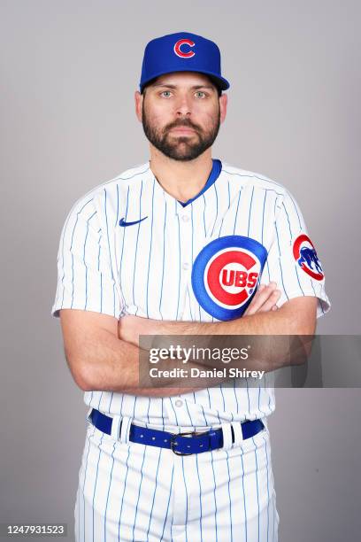 Michael Fulmer of the Chicago Cubs poses for a photo during the Chicago Cubs Photo Day at Sloan Park on Thursday, February 23, 2023 in Mesa, Arizona.