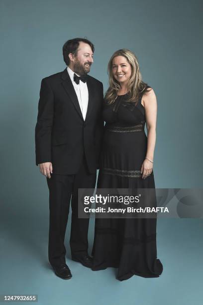 David Mitchell & Victoria Coren Mitchell are photographed for BAFTA at the House of Fraser British Academy Television Awards on May 16, 2016 in...