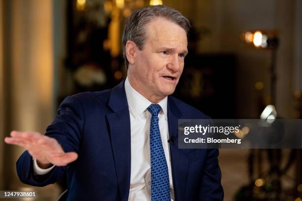 Brian Moynihan, chief executive officer of Bank of America Corp., during a Bloomberg Television interview at the Bank of America Global Investor...