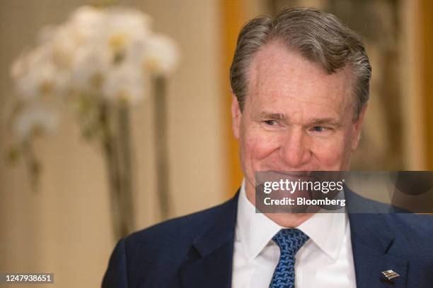 Brian Moynihan, chief executive officer of Bank of America Corp., during a Bloomberg Television interview at the Bank of America Global Investor...