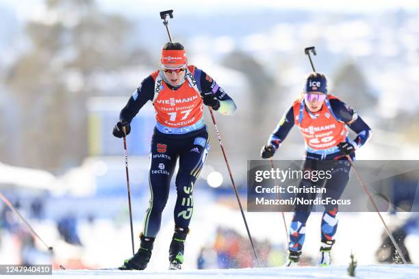 Denise Herrmann-Wick of Germany competes during the Women's 15 km Individual at the BMW IBU World Cup Biathlon Oestersund on March 9, 2023 in...