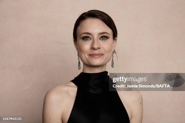 Actor Jennifer Kirby is photographed for a portrait shoot at BAFTAs British Academy Television Craft Awards on April 27, 2019 in London, England.