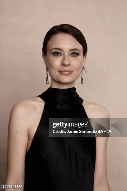 Actor Jennifer Kirby is photographed for a portrait shoot at BAFTAs British Academy Television Craft Awards on April 27, 2019 in London, England.