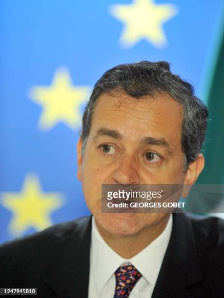 Mexican Minister of Environment and Natural Resources Juan Rafael Elvira Quesada gives a press conference on March 15, 2010 after his meeting with...