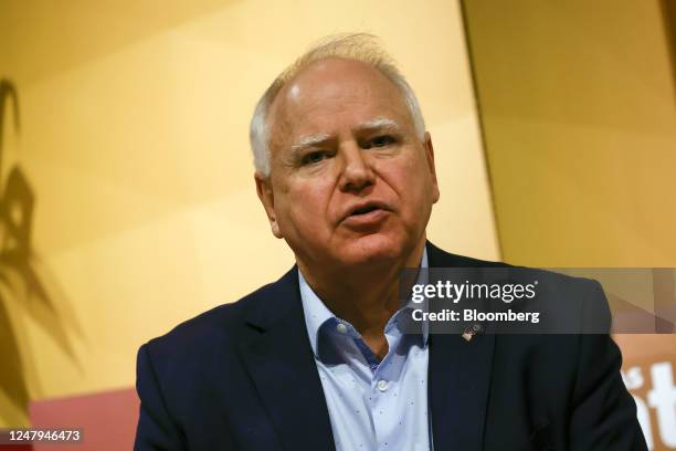 Tim Walz, governor of Minnesota, speaks during the Aspen Ideas: Climate conference in Miami Beach, Florida, US, on Thursday, March 2023. Aspen Ideas:...