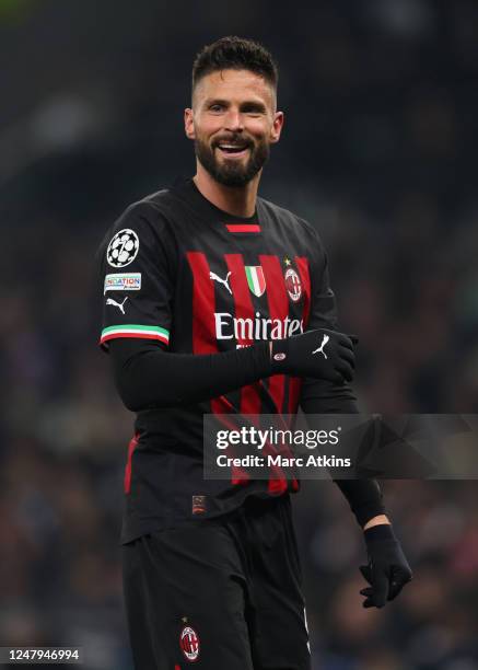 Olivier Giroud of AC Milan during the UEFA Champions League round of 16 leg two match between Tottenham Hotspur and AC Milan at Tottenham Hotspur...