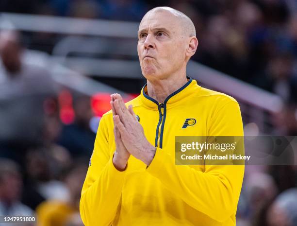 Head coach Rick Carlisle of the Indiana Pacers is seen during the game against the Philadelphia 76ers at Gainbridge Fieldhouse on March 6, 2023 in...